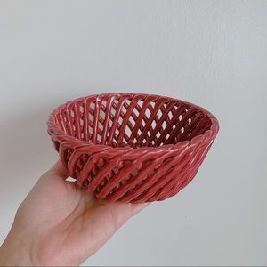 SOLD- Dark Mauve Ceramic Weave Basket Tray